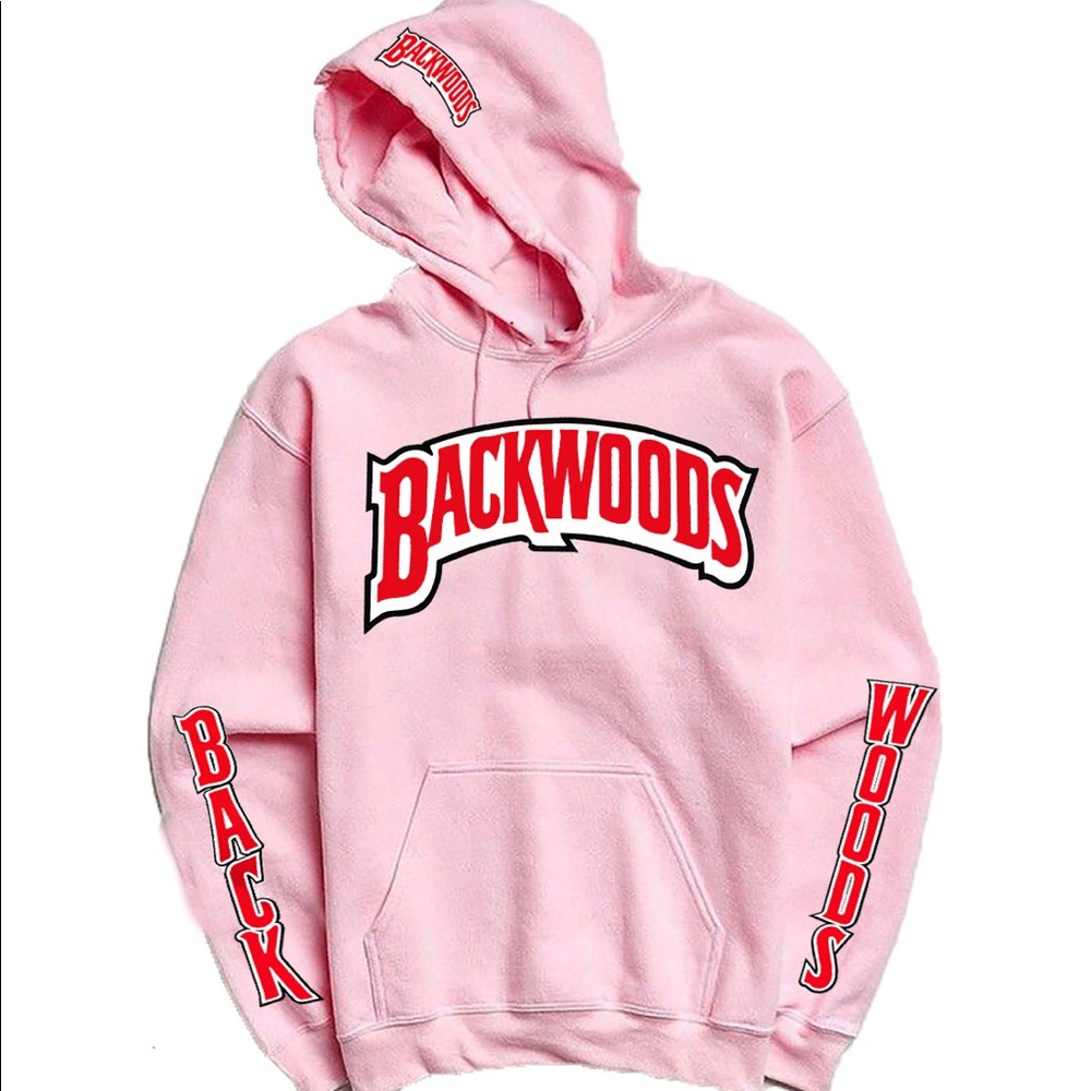 Backwoods ‘Red Print’ Light Pink Hoodie-Unisex